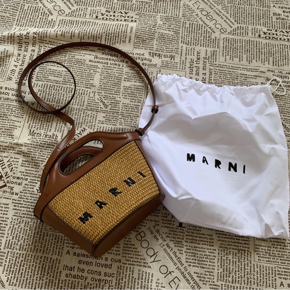 Marni Brown and Tan Crossbody Bag size 13*15cm - Picture 1 of 6